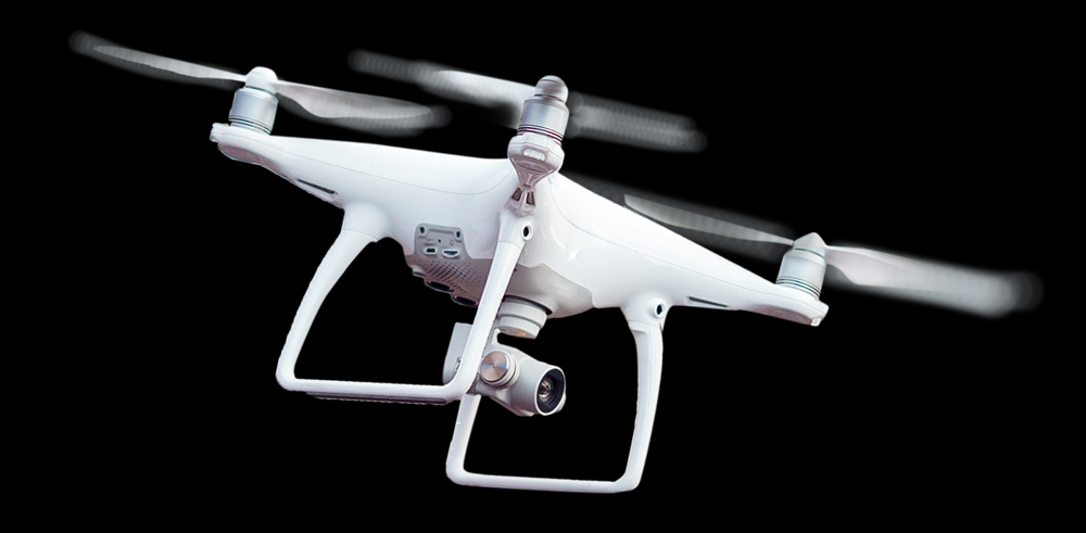 White Drone Black Background